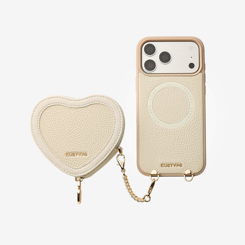 Patch Heart- Crossbody Phone Case with Magnet Heart Pouch-Custype