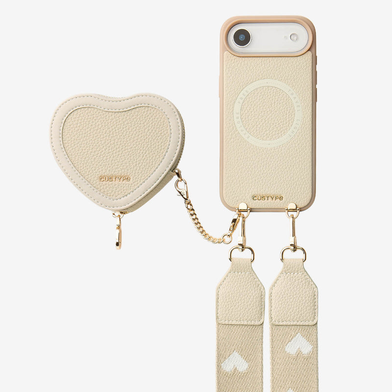 Patch Heart- Crossbody Phone Case with Magnet Heart Pouch-Custype