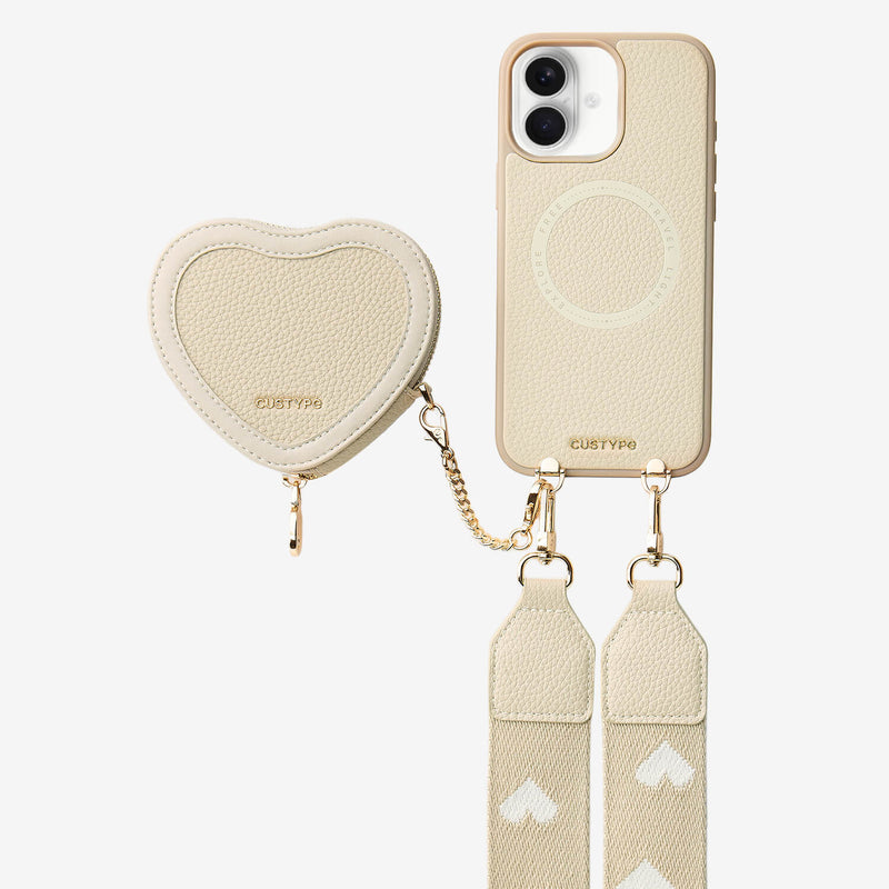 Patch Heart- Crossbody Phone Case with Magnet Heart Pouch-Custype