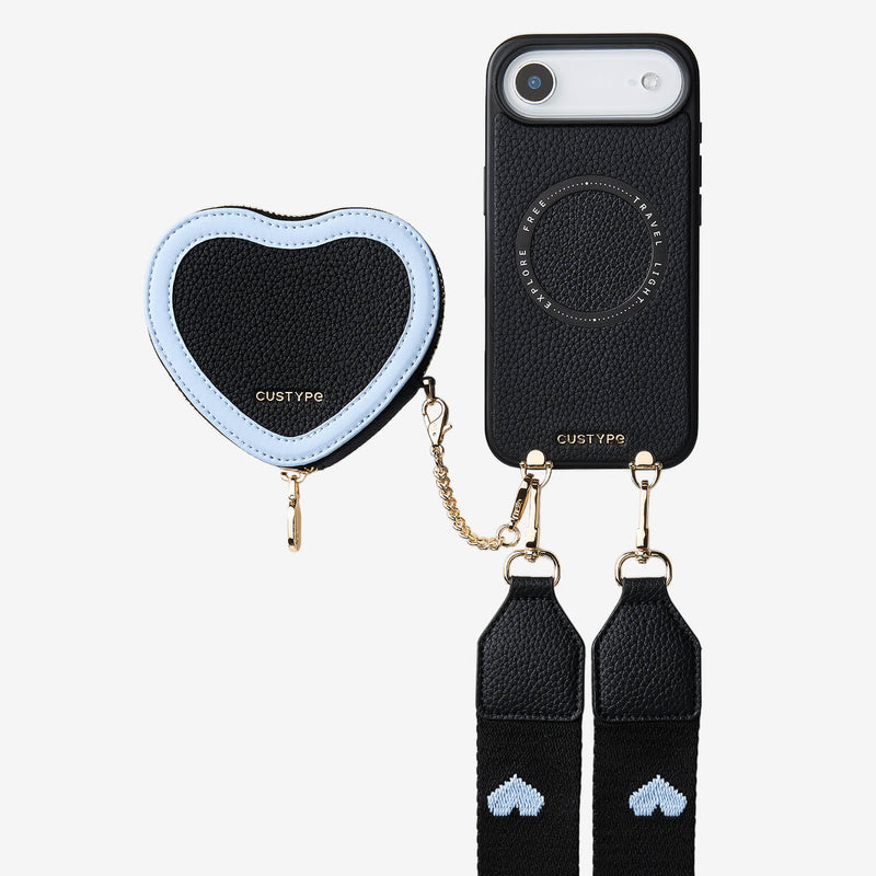 Patch Heart- Crossbody Phone Case with Magnet Heart Pouch-Mobile Phone Cases-Custype