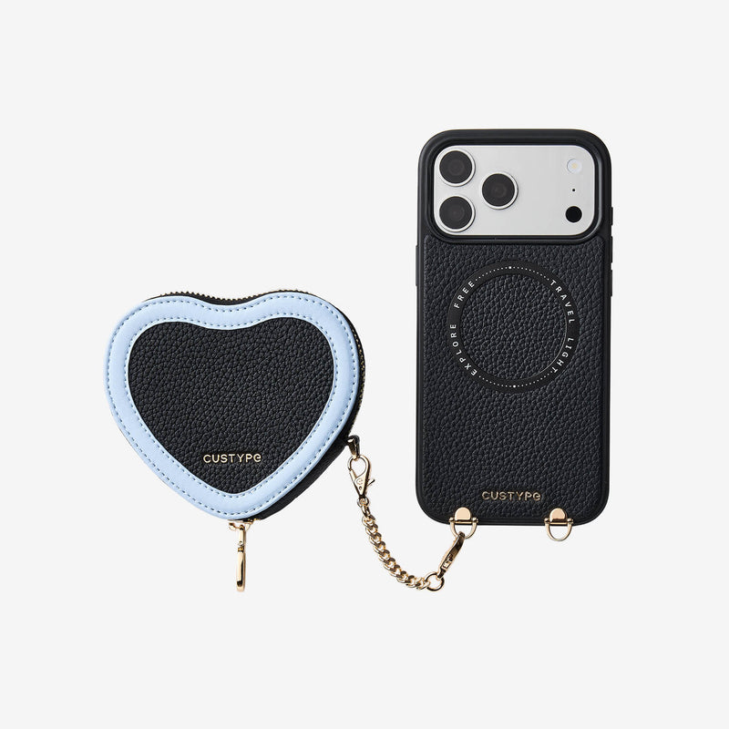 Patch Heart- Crossbody Phone Case with Magnet Heart Pouch-Mobile Phone Cases-Custype