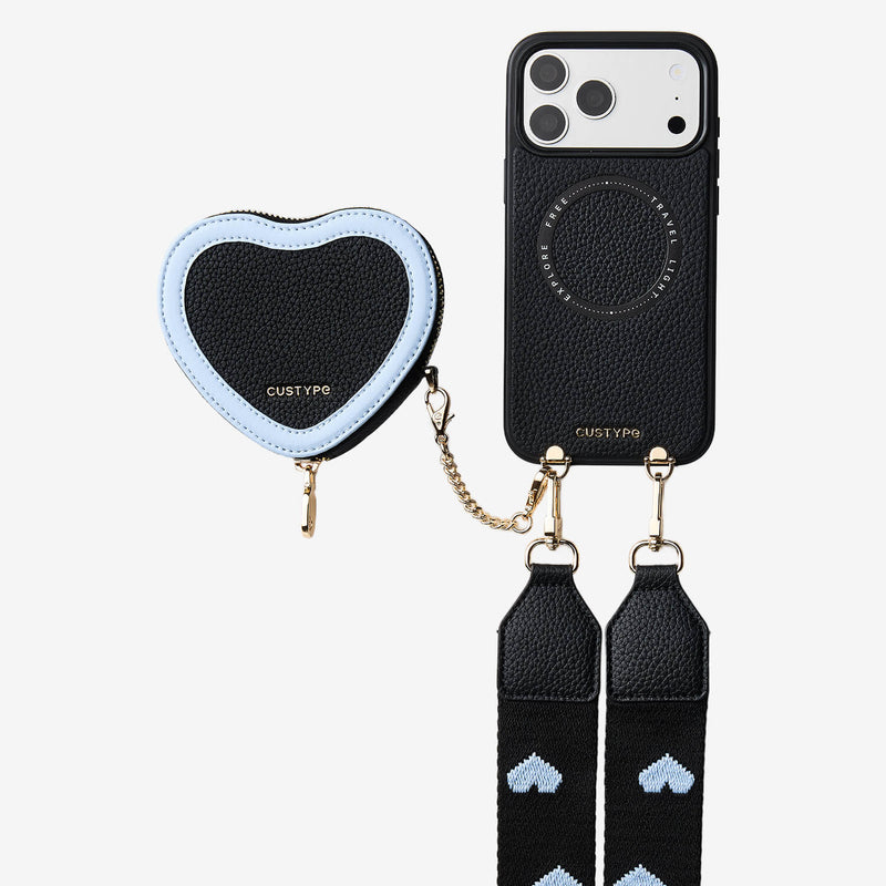 Patch Heart- Crossbody Phone Case with Magnet Heart Pouch-Mobile Phone Cases-Custype