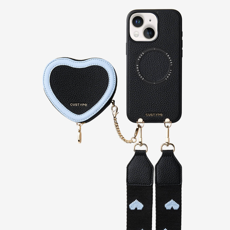 Patch Heart- Crossbody Phone Case with Magnet Heart Pouch-Mobile Phone Cases-Custype