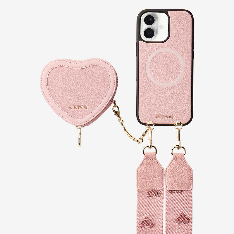 Patch Heart- Crossbody Phone Case with Magnet Heart Pouch-Custype