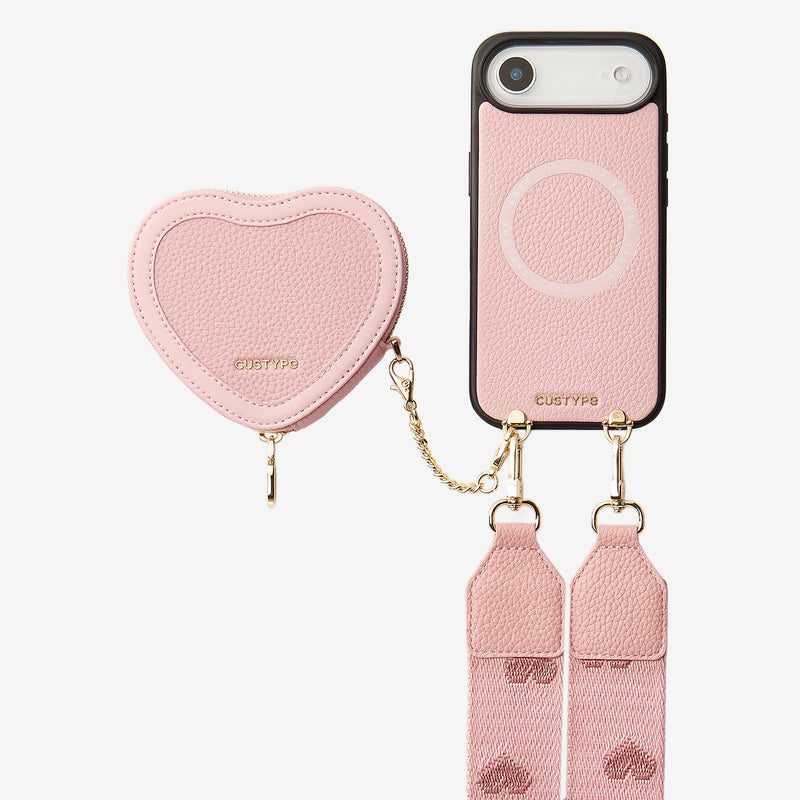 Patch Heart- Crossbody Phone Case with Magnet Heart Pouch-Custype