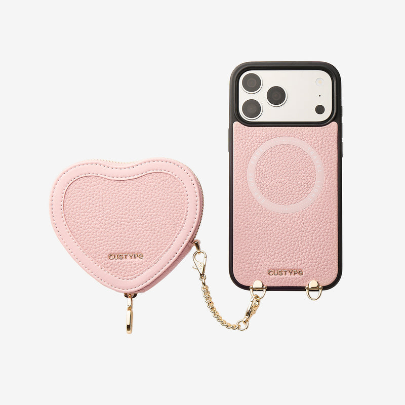 Patch Heart- Crossbody Phone Case with Magnet Heart Pouch-Custype