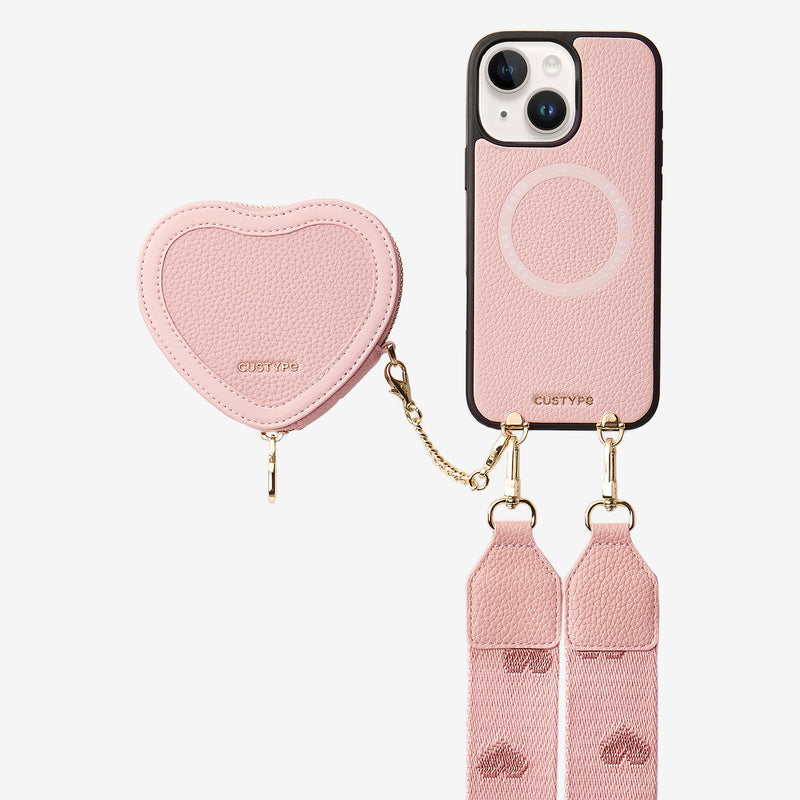 Patch Heart- Crossbody Phone Case with Magnet Heart Pouch-Custype
