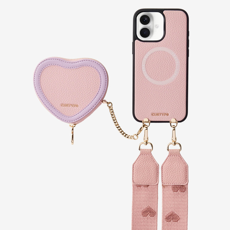 Patch Heart- Crossbody Phone Case with Magnet Heart Pouch - iPhone 17