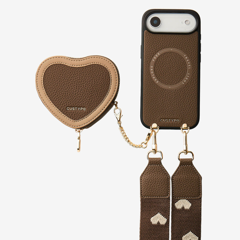Patch Heart- Crossbody Phone Case with Magnet Heart Pouch-Custype