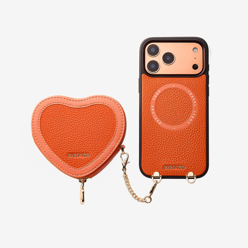 Patch Heart- Crossbody Phone Case with Magnet Heart Pouch-Custype