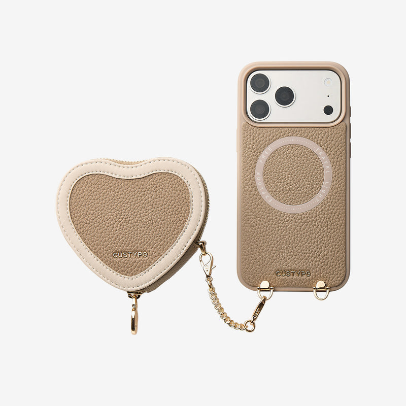 Patch Heart- Crossbody Phone Case with Magnet Heart Pouch-Custype