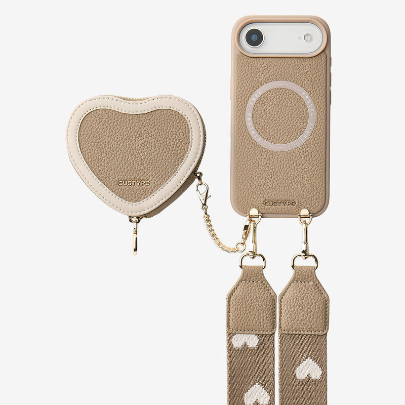 Patch Heart- Crossbody Phone Case with Magnet Heart Pouch-Custype