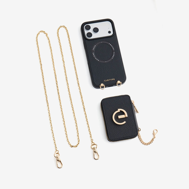Delicate Metal Chain- iPhone Crossbody Case with Magnetic Card Holder