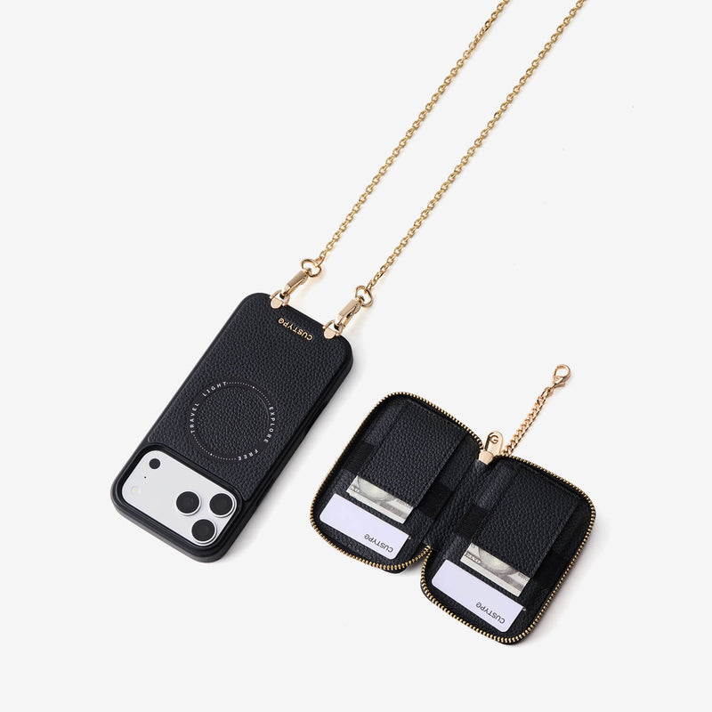 オリジナルデザインセット - マグネット式カードホルダー付き iPhone クロスボディケース