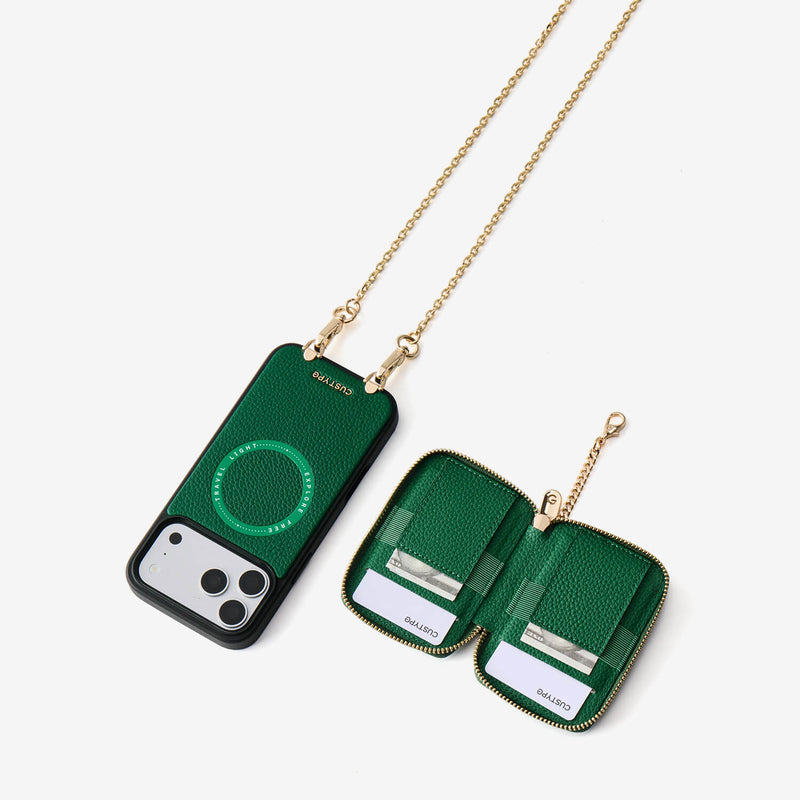 オリジナルデザインセット - マグネット式カードホルダー付き iPhone クロスボディケース