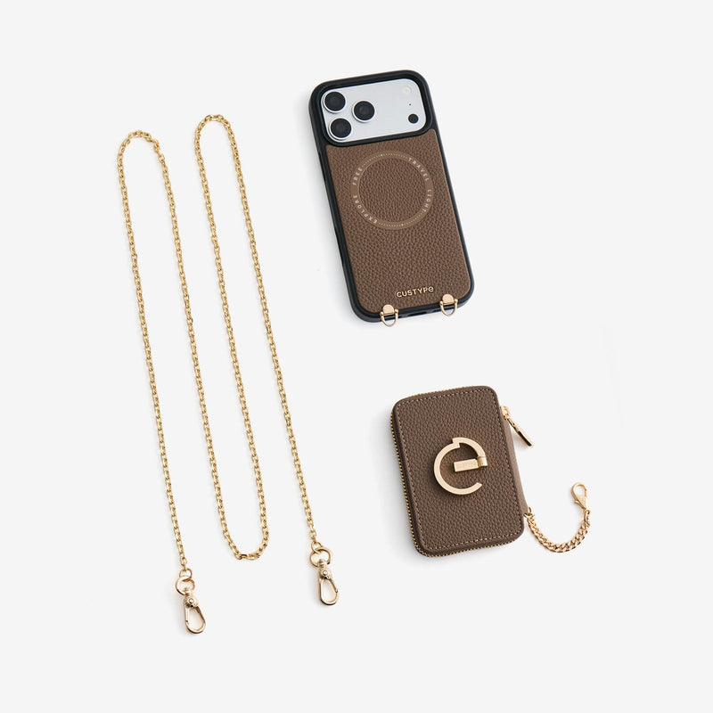 Delicate Metal Chain- iPhone Crossbody Case with Magnetic Card Holder