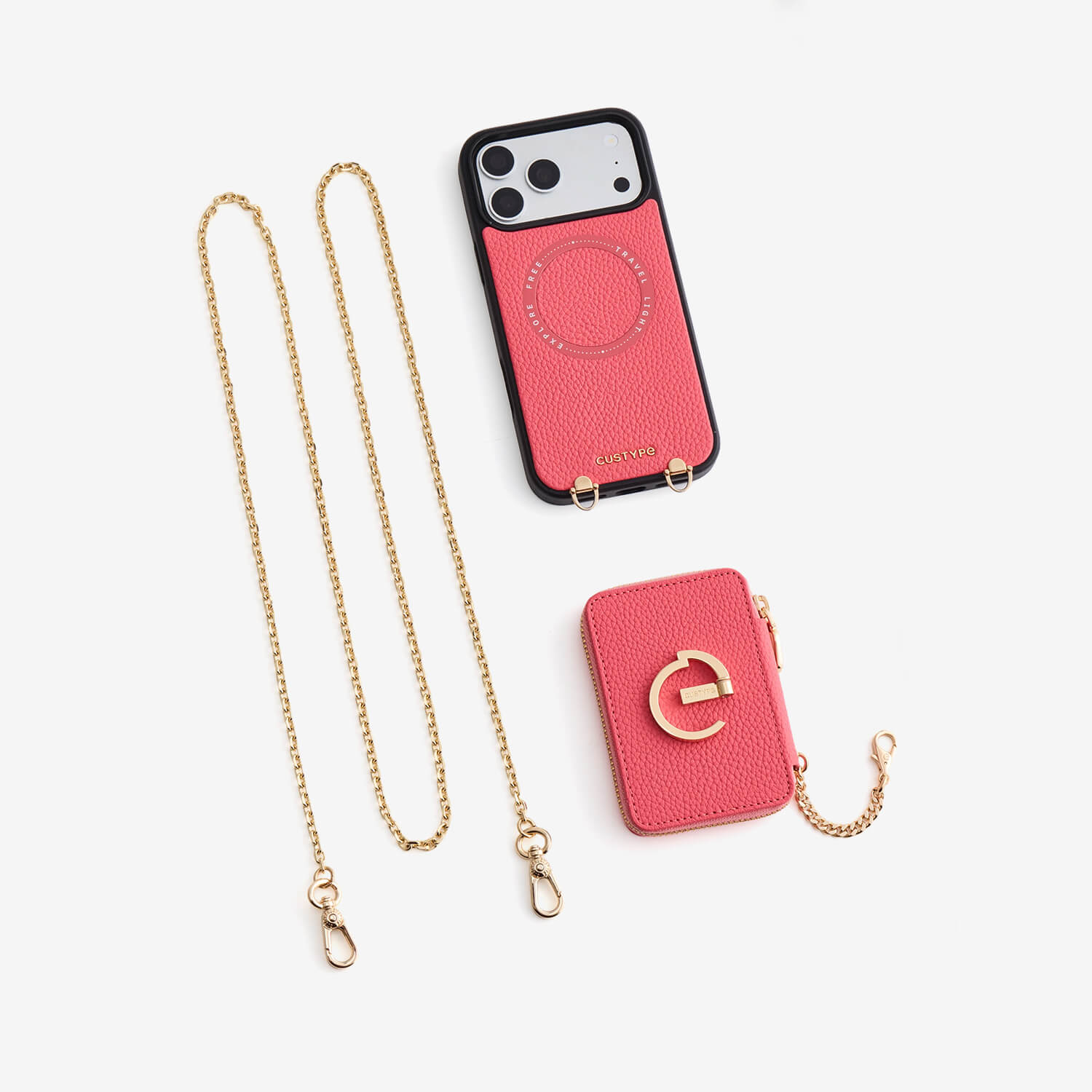 Crossbody iPhone Case with Magnetic Wallet & Metal Chain for