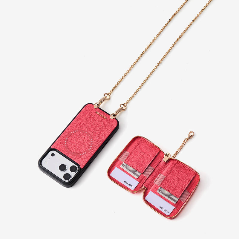 オリジナルデザインセット - マグネット式カードホルダー付き iPhone クロスボディケース