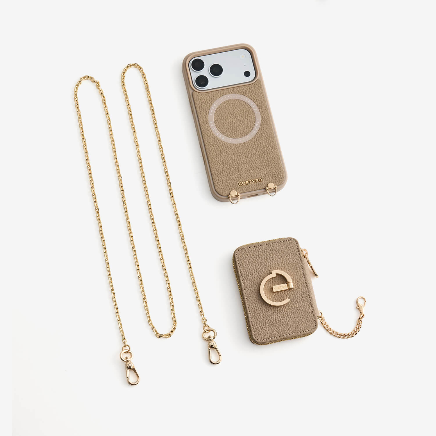 Crossbody iPhone Case with Magnetic Wallet & Metal Chain for