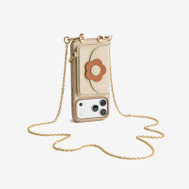 Delicate Metal Chain- Slim Wallet Phone Case with Crossbody Chain