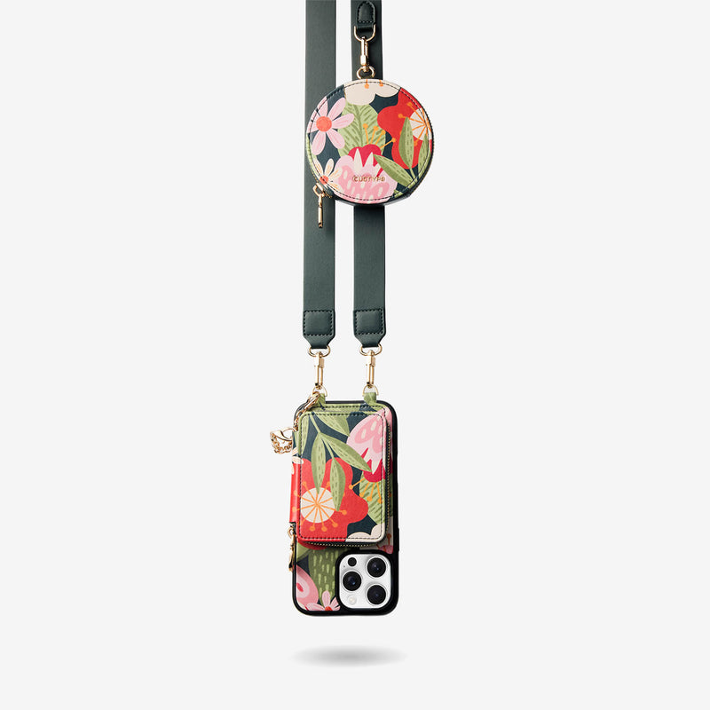 Jasmine- Nature Theme Designer iPhone Crossbody Case with Card Holder-Custype