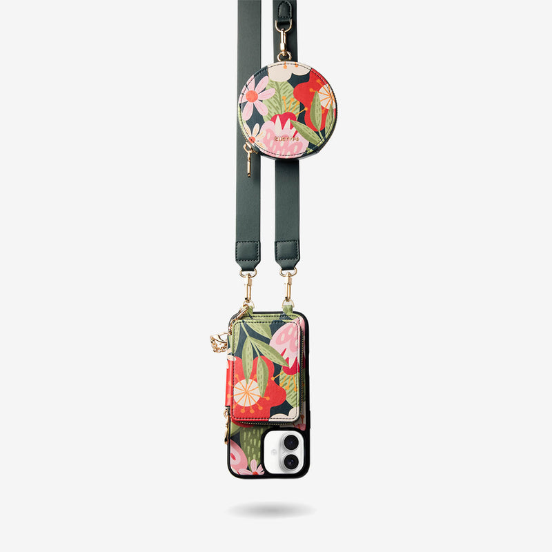 Jasmine- Nature Theme Designer iPhone Crossbody Case with Card Holder-Custype