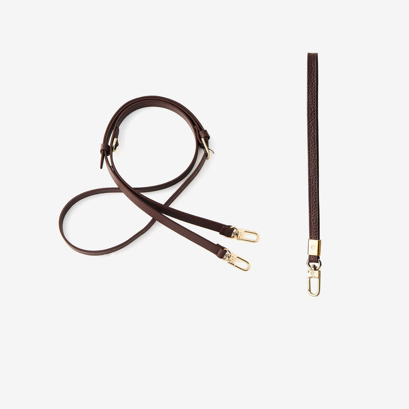 Brown leather detachable strap with gold hardware