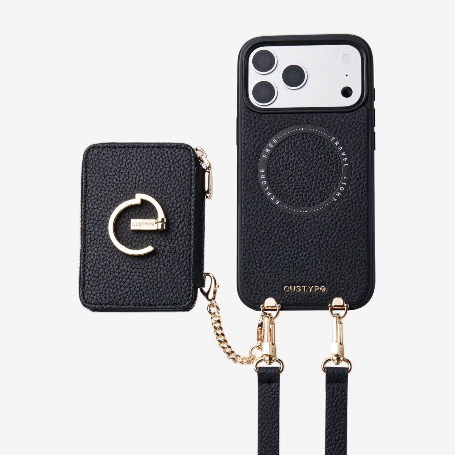 custype iPhoneケース ブラック Custype Detachable Wireless Charging Detachable Magsafe Crossbody