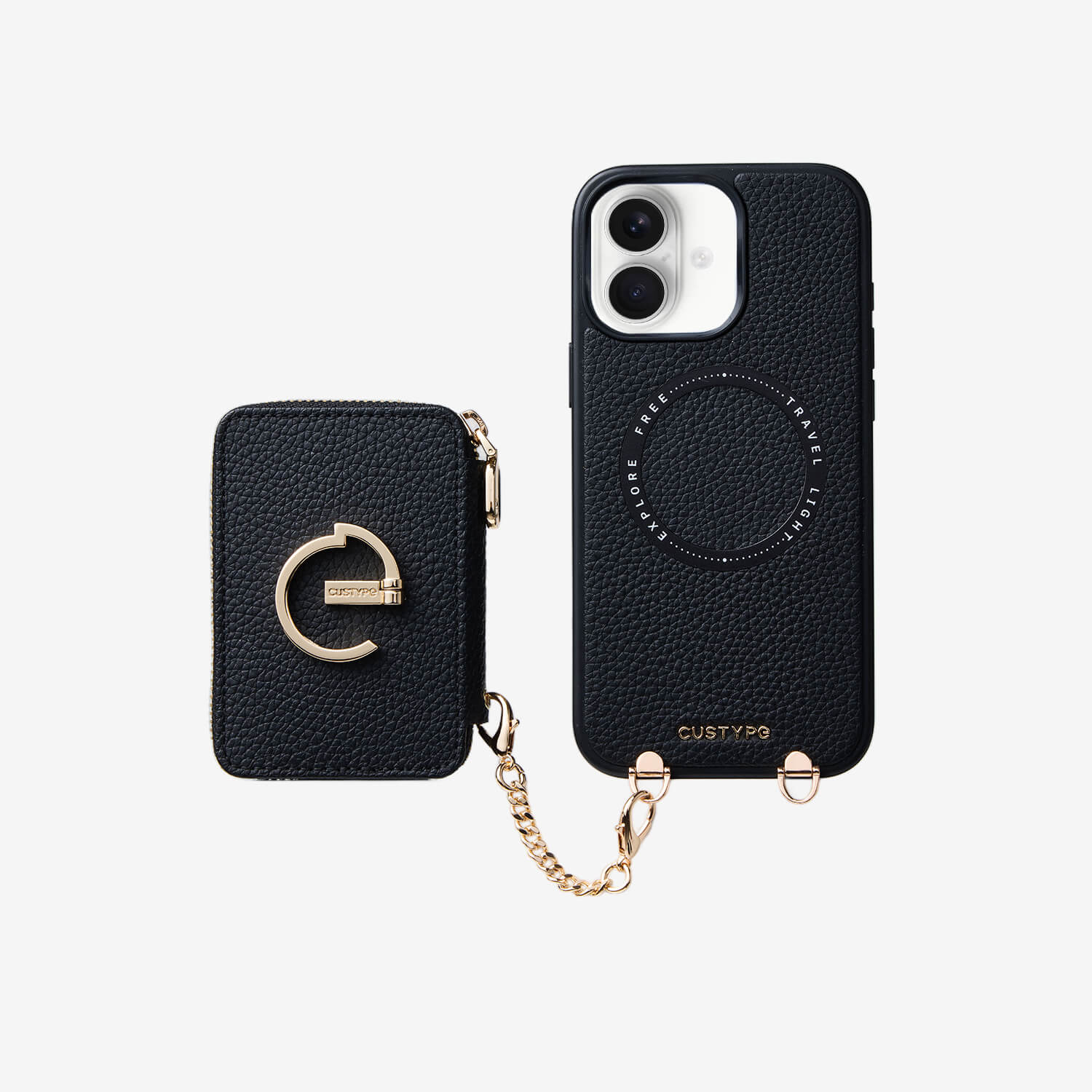 CUSTYP ブラック iPhone16 MagSafe対応 iPhone 16 E ウォレットケース（取り外し可能なMagSafeデザイン