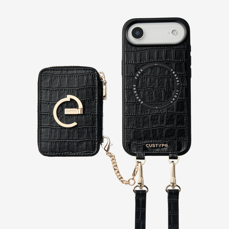 Black utility iPhone 17 Air phone case with Card storage for for daily carry
