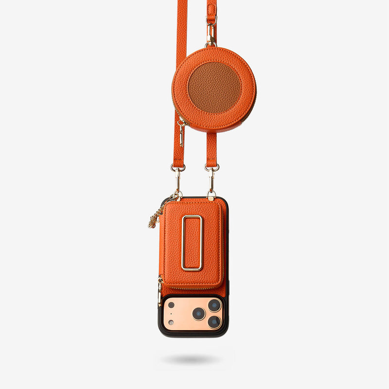 Original Design Set- Detachable Wireless Charging Crossbody Square Stand Wallet Phone Case Round Pouch Set-Custype