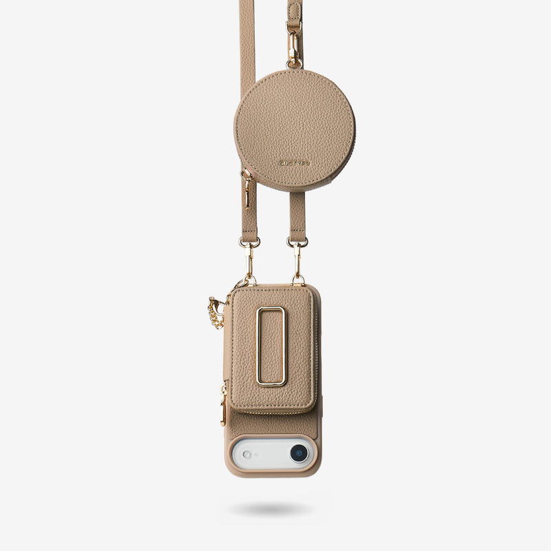 Original Design Set- Detachable Wireless Charging Crossbody Square Stand Wallet Phone Case Round Pouch Set-Custype