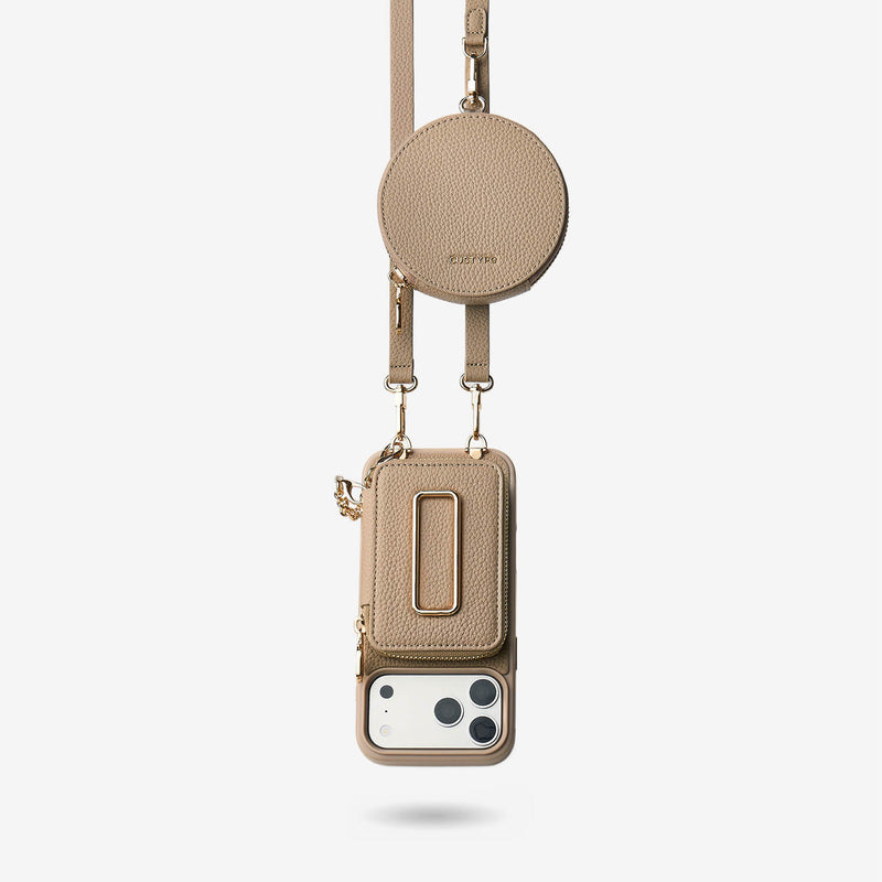 Original Design Set- Detachable Wireless Charging Crossbody Square Stand Wallet Phone Case Round Pouch Set-Custype