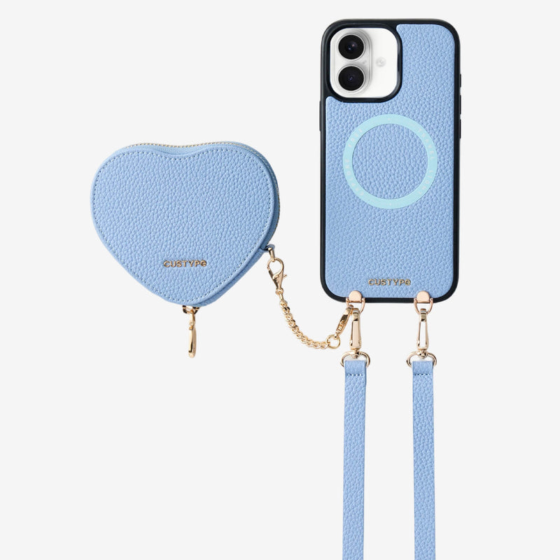 Blue
iPhone 18
MagSafe-compatible crossbody phone case with heart-shaped wallet
for vacation
