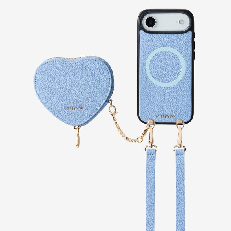 Blue
iPhone 17 Air
 Detachable crossbody wallet phone case with  heart-shaped for hands-free