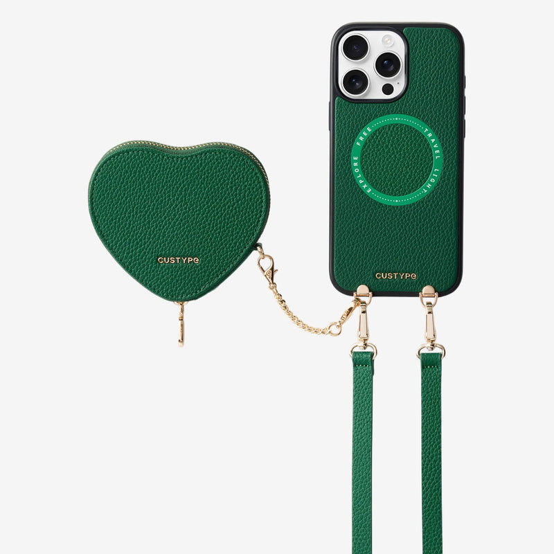 Green iPhone 16 Pro Max
 wallet phone case with crossbody strap and AirPods storage
for outdoor activities


