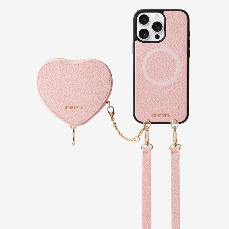 Light pink
iPhone 16 Pro Max
MagSafe-compatible crossbody phone case with heart-shaped wallet
for vacation
