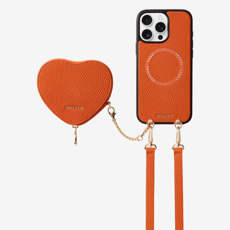 Orange
iPhone 16 Pro Max
MagSafe-compatible wallet phone case
 with strap for dog walking
