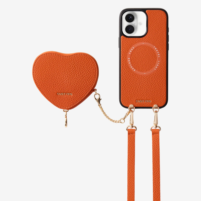 Orange
iPhone 18
MagSafe-compatible crossbody phone case with heart-shaped wallet
for vacation