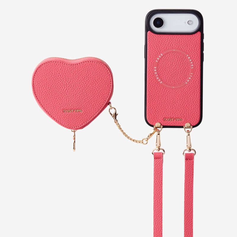 Peach pink
iPhone 17 Air
MagSafe-compatible crossbody phone case with heart-shaped wallet
for shopping
