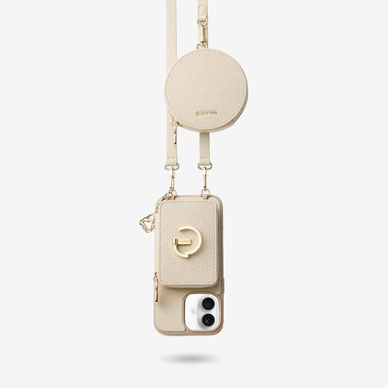 Beige phone case with strap