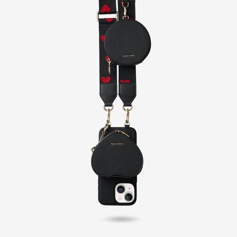 heart pouch case with strap for iphone
16 pro