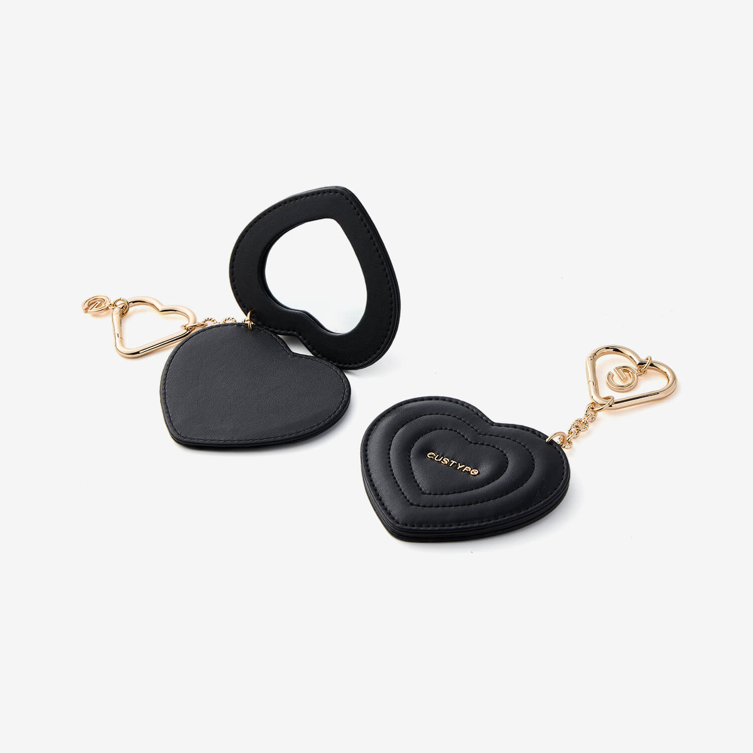 折りたたみ式ミニハートミラー キーチェーンチャーム ポータブルミラー