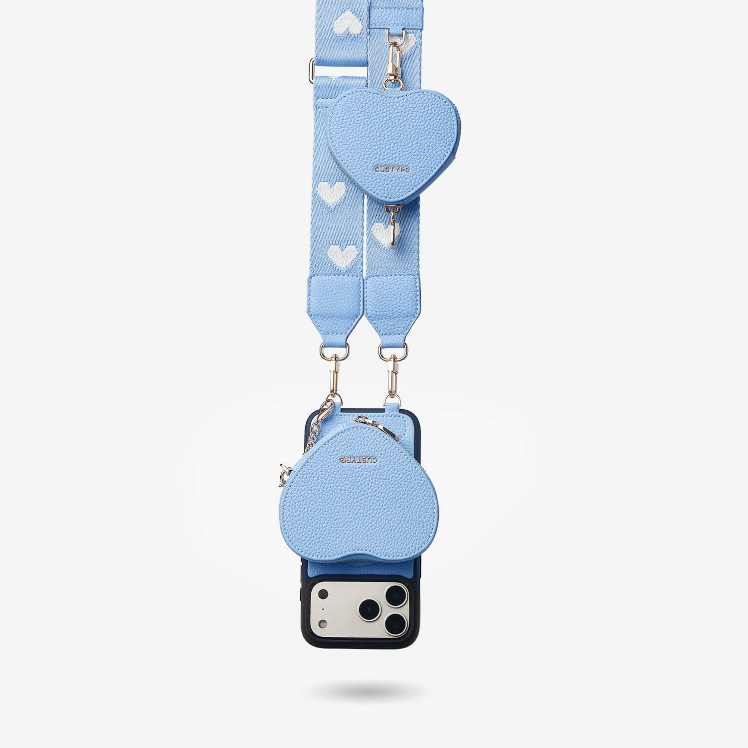 Luxury Crossbody iPhone Case with Magneitc Heart-Shape Pouch