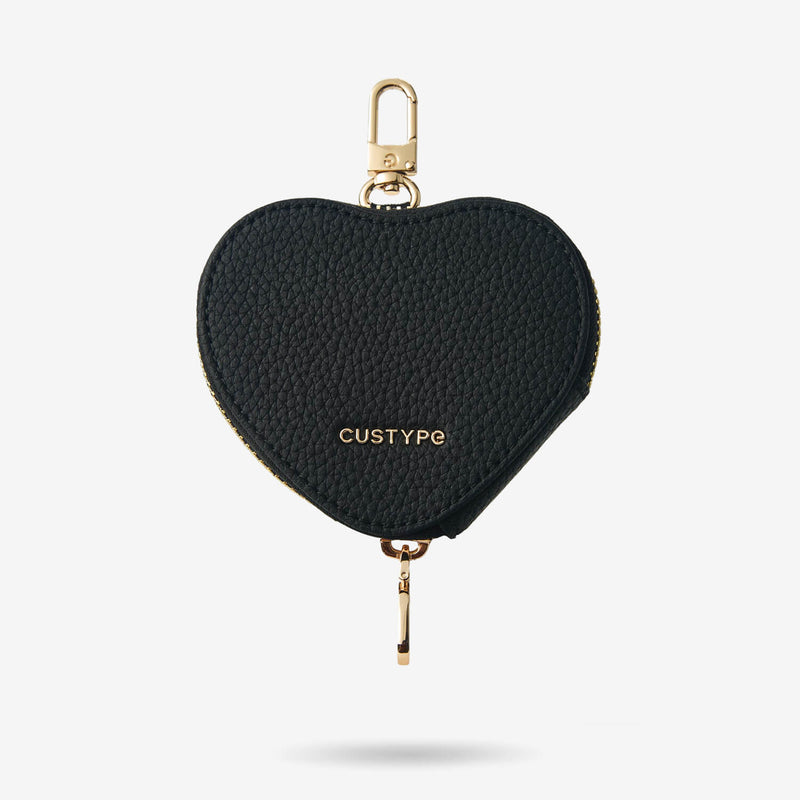 Heart Airpod Pouch with Zipper-AirPods case-Lychee Pattern Leather Mini Zip Pouch