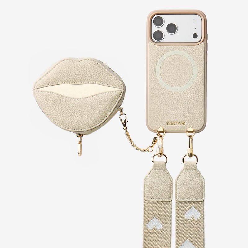 ルトリー・キス ― マグネット式リップポーチ付き iPhone クロスボディケース