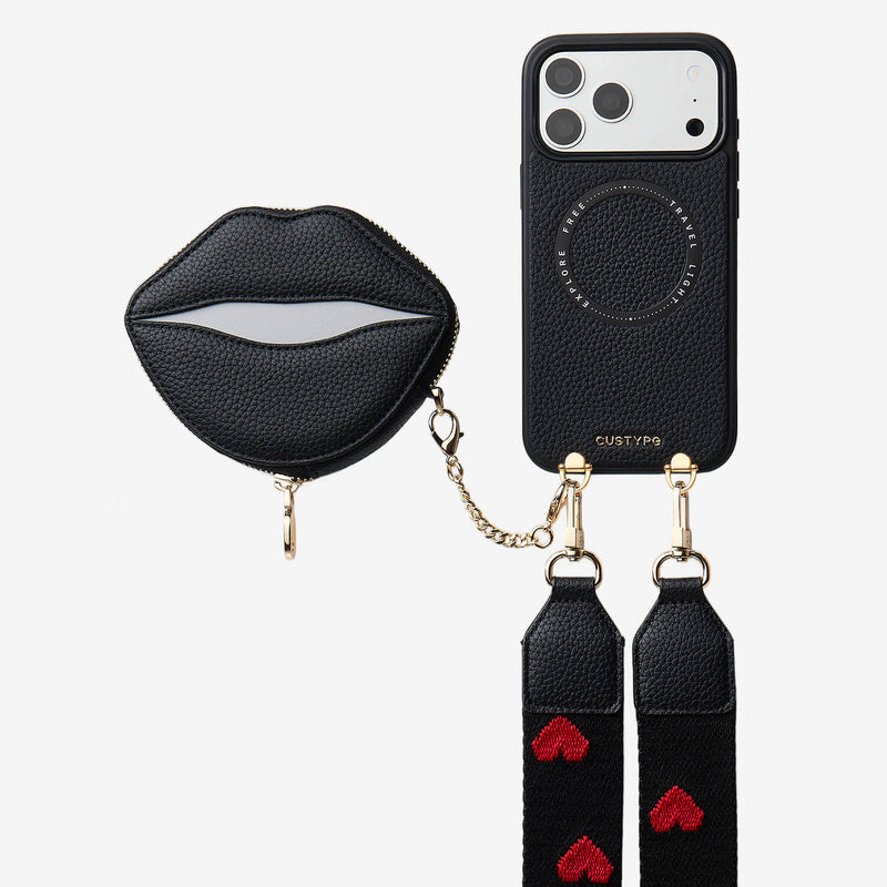 ルトリー・キス ― マグネット式リップポーチ付き iPhone クロスボディケース