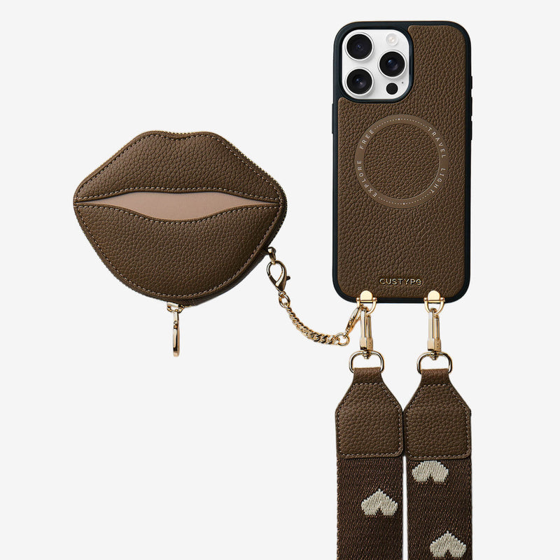 Sultry Kiss- iPhone Crosssbody Case with Magnetic Lip Pouch-Custype