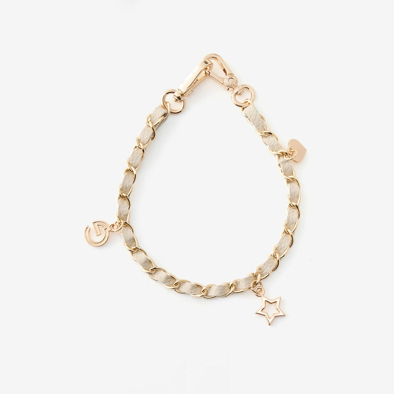 Elegant Chain Leather Wrist Strap- Lychee-Mobile Phone Accessories-PHONE CASE ACCESSORIES-Beige-Custype