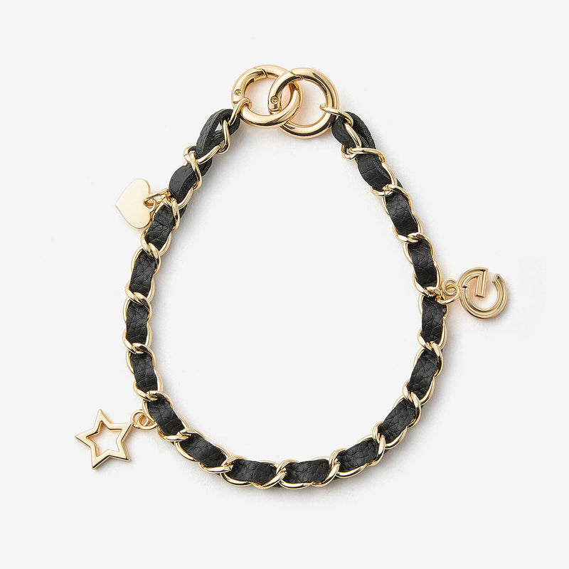 Elegant Chain Leather Wrist Strap- Lychee-Mobile Phone Accessories-PHONE CASE ACCESSORIES-Black-Custype